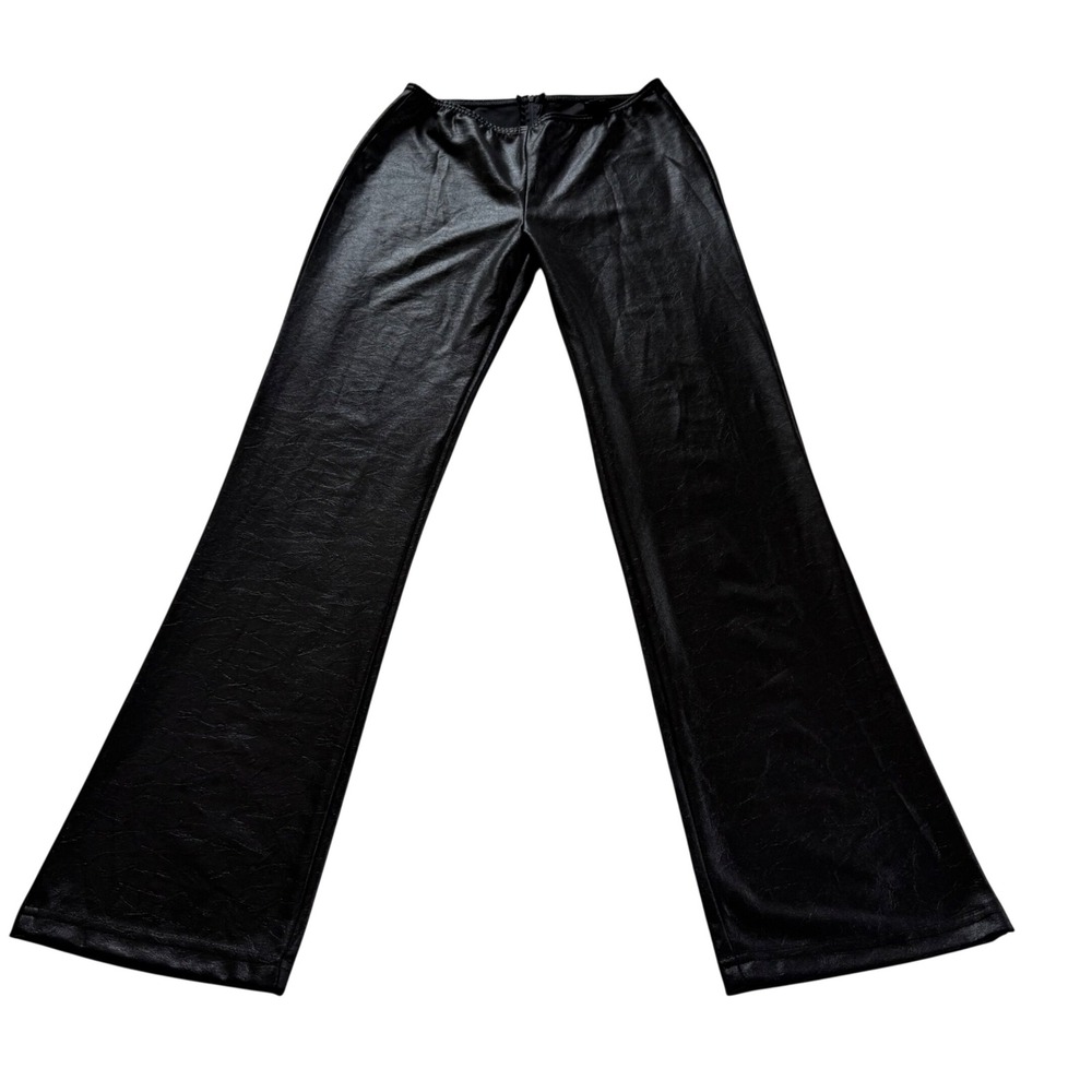 Formula X Flare Pants Women Size Medium Black Faux Leather Wide Leg Bell Bottom